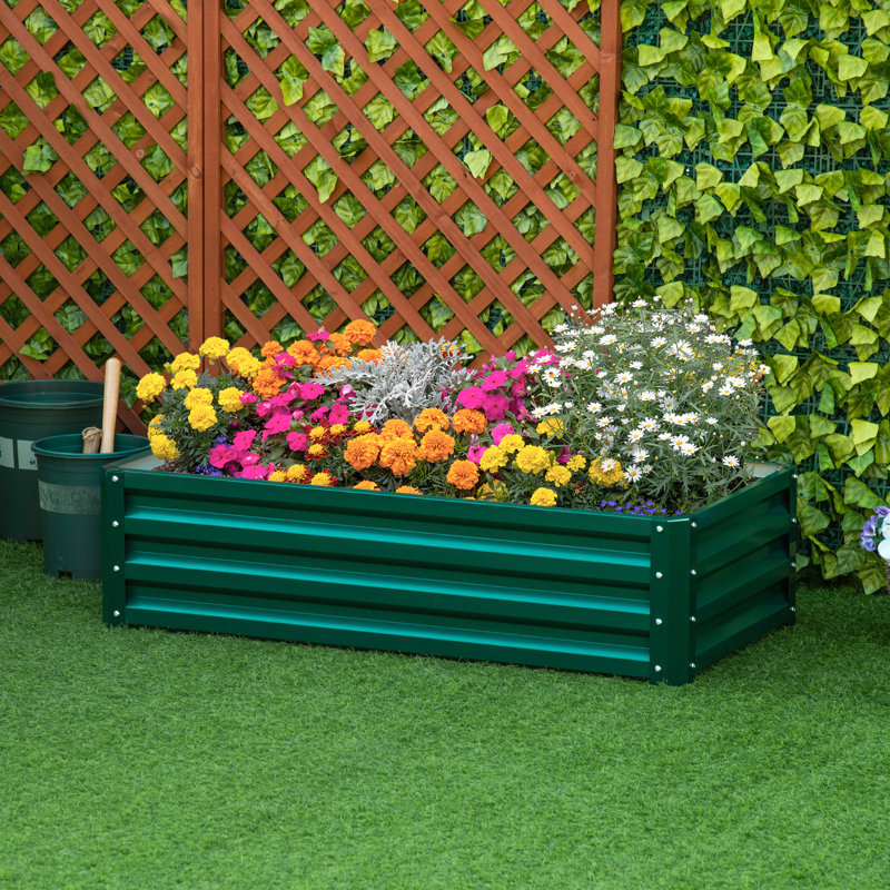 Lit de jardin surélevé galvanisé L 46,8 po x l 23,5 po x H 12 po, - Construisez un avec des plantes et des fleurs, facile à installer pour les légumes et les herbes