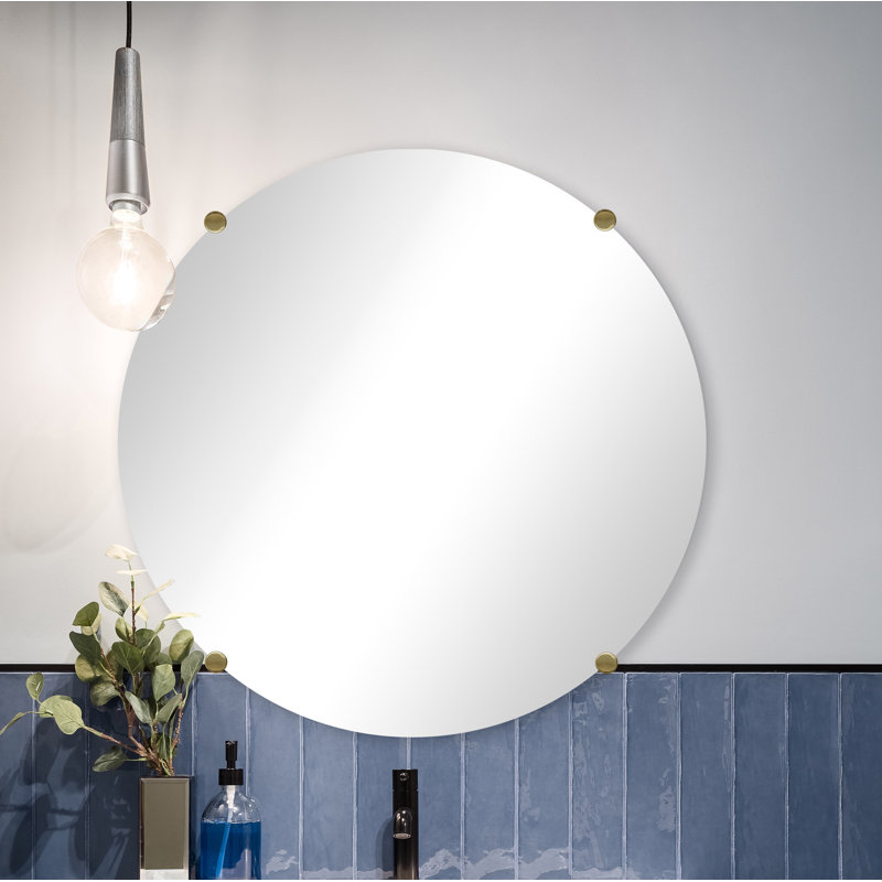 Miroir d'appoint Sans Cadre, Laiton, 29 po x 29 po