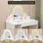 Kids Vanity Table with Mirror and Lights, Wooden Makeup Vanity Desk with Stool, Drawer, Shelves & Cubbies, Princess Dressing Table-926586090