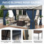 Pavillon de jardin à toit rigide de 10 pi x 14 pi avec toit incliné en polycarbonate, structure en fer robuste, rideaux d'intimité et filet-108211705