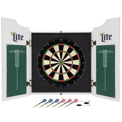 Miller Lite Retro Dart Board Cabinet Set