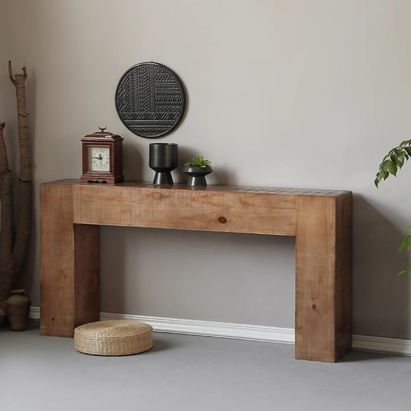 Console Retro Minimalist Art, Bois naturel, 31.5" H x 78.7" W x 11.8" D