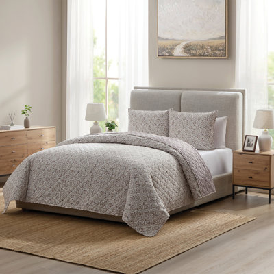 Becki Owens Details By  Trellis 3-piece Poly Cotton Gauze Quilt Set, In Beige