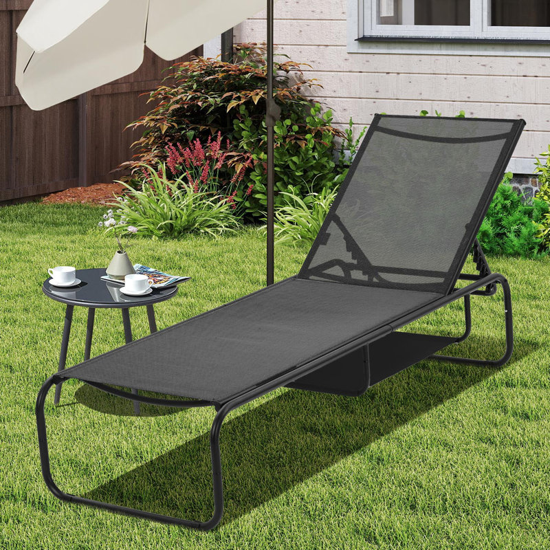 Outdoor Polyresin Chaise Lounge Chair, Black