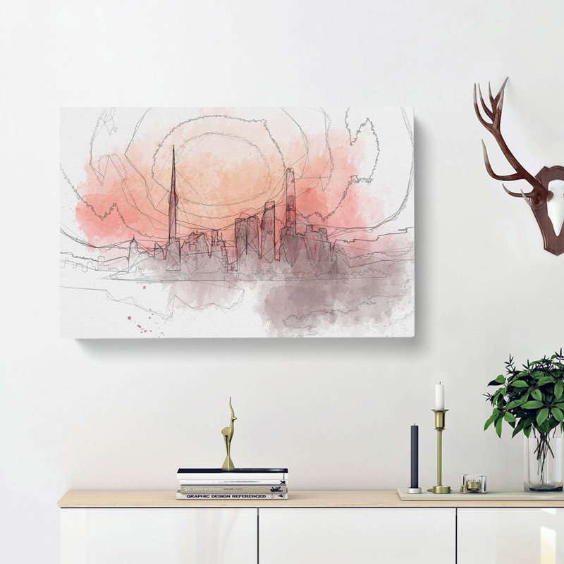 The Shanghai China Skyline in Abstract - Wrapped Canvas, 40cm H x 60cm W x 3cm D