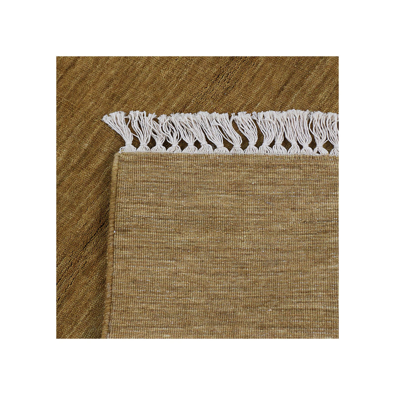 Tapis de couloir jaune en laine tissé à la main Solidago, Tapis de couloir 2 pi 7 po x 12 pi