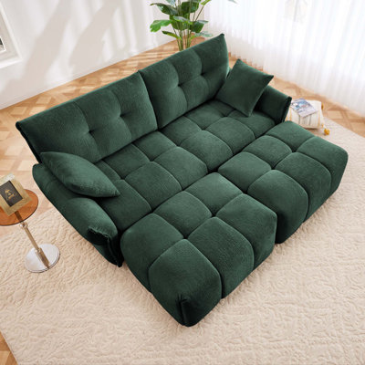 Canapé 2 places avec 2 repose-pieds et coussin décoratif