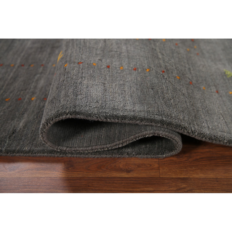Handmade Charcoal Gabbeh Oriental Rug 5x8