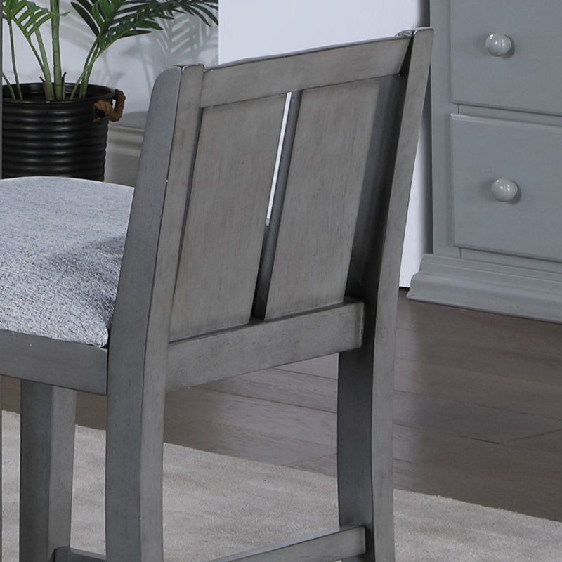 3-Piece Grey Finish Small Space Counter Height Dining Table with Shelves and 2 Chairs