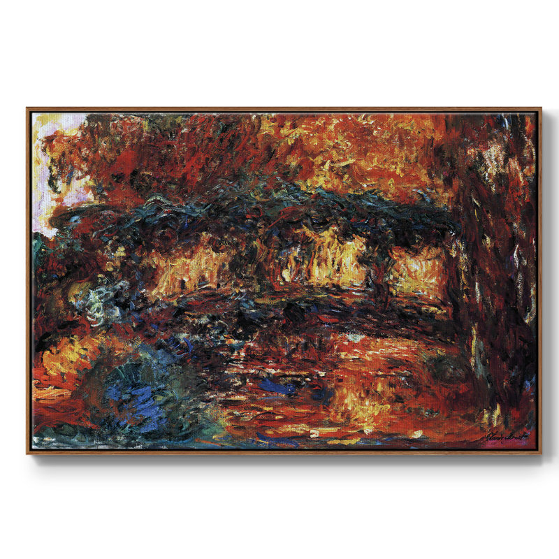 Le pont japonais encadré sur toile par Claude Monet, Noyer, H 17 po x l 25 po x P 2 po