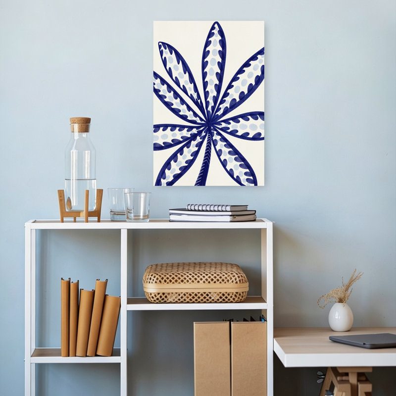 «Blue Tropical Leaf», palmier abstrait moderne, art mural tropical