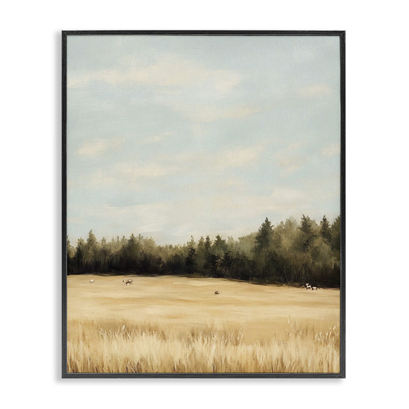 Out To Pasture Landscape Giclee Art, design by Franklyn Gregory, H 20 po x l 16 po, Giclée encadrée noir minuit