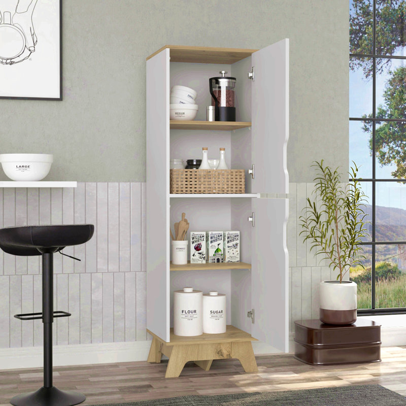 Garde-manger simple, quatre tablettes de rangement, armoires à portes doubles