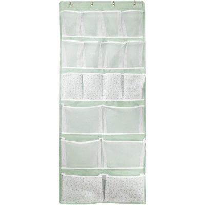Organisateur de 18 poches au-dessus de la porte avec 4 types de poches, porte-chaussures derrière la porte, rangement pour les chaussettes, chapeau, sous-vêtements, emballage de bagages, étagère suspendue dans un dortoir, voyage, vert