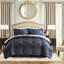 Couette King 4 pièces bleu marine - Chenille à couches contrastées, cordon décoratif sur les taies d'oreiller, finitions améliorées 2022, rembourrage 100 %