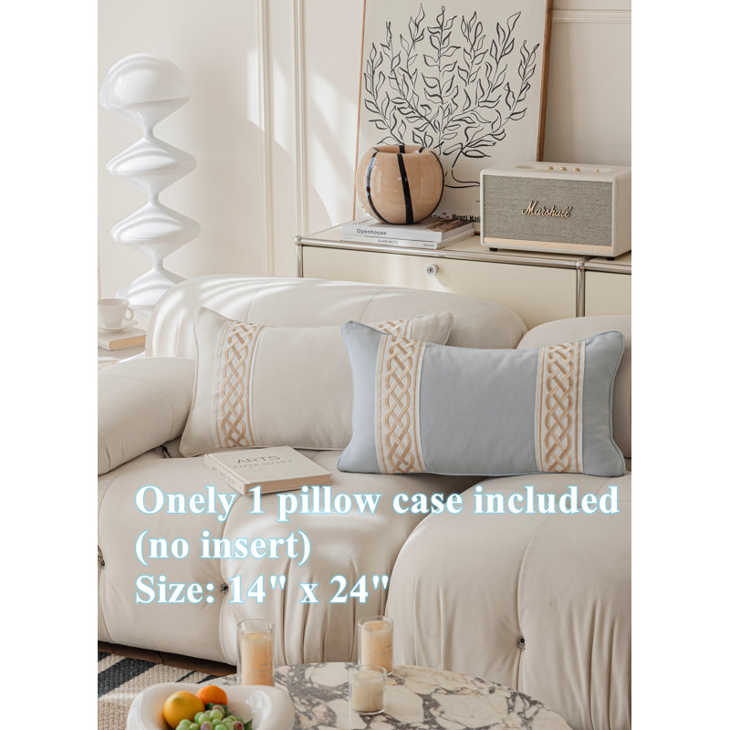 Lilly Square Throw Pillow Case (14"x24"), Powder Blue