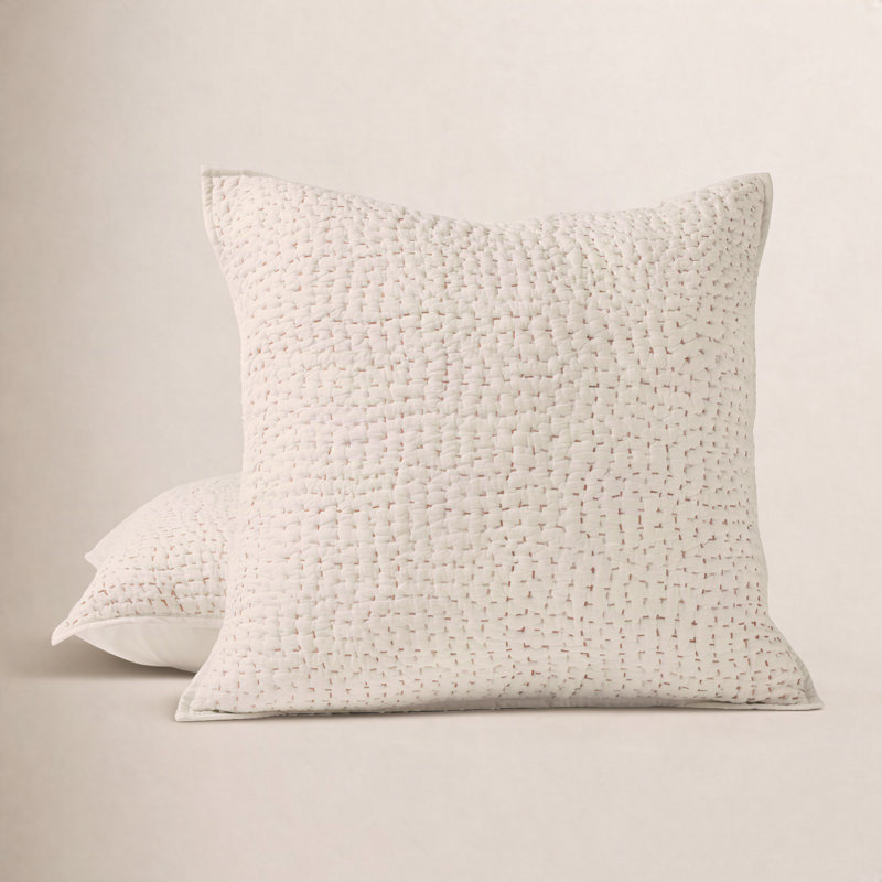Pebbled Handstitched Organic Sham, Undyed