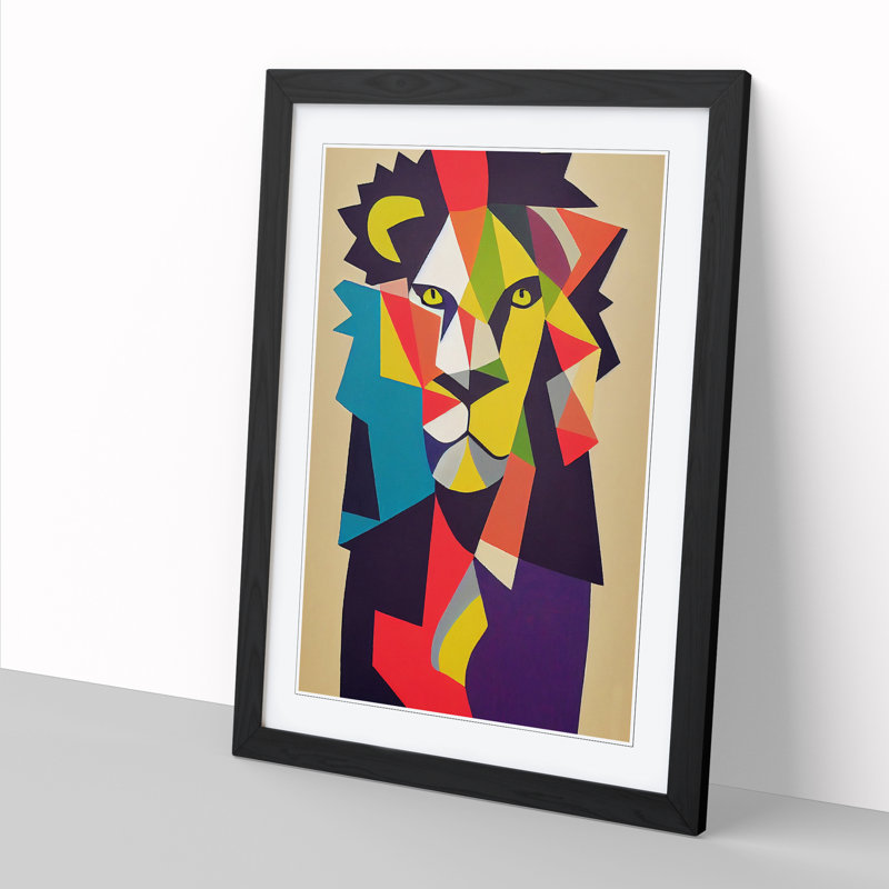 Yampa Lion In Abstract - Picture Frame Print, 46cm H x 34cm W x 2cm D, Walnut