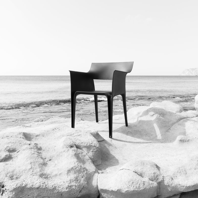 Pedrera Stacking Patio Dining Chair, Black