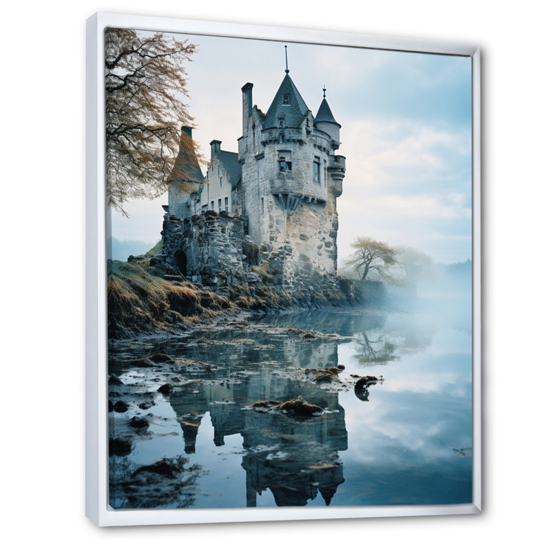 Broglen " Castles Dreamy Reflections IV ", 32" H x 24" W x 1" D, White Floater Framed