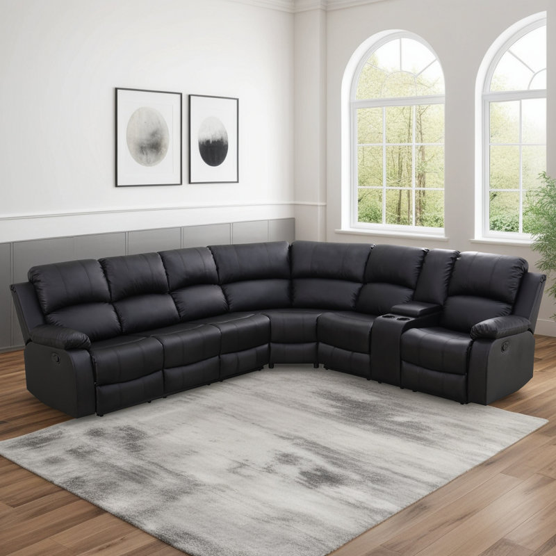 Ensemble modulaire de fauteuil inclinable en cuir semi-PU noir