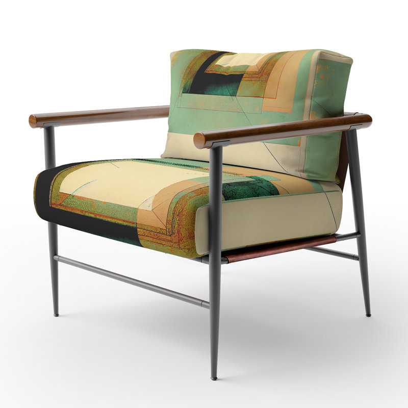 Fauteuil rembourré contemporain avec motif abstrait géométrique Impermanence, Noir, noir, noir, noir