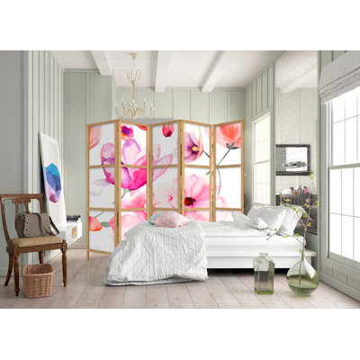 225cm W x 171cm H 5 - Panel Solid Wood Folding Room Divider