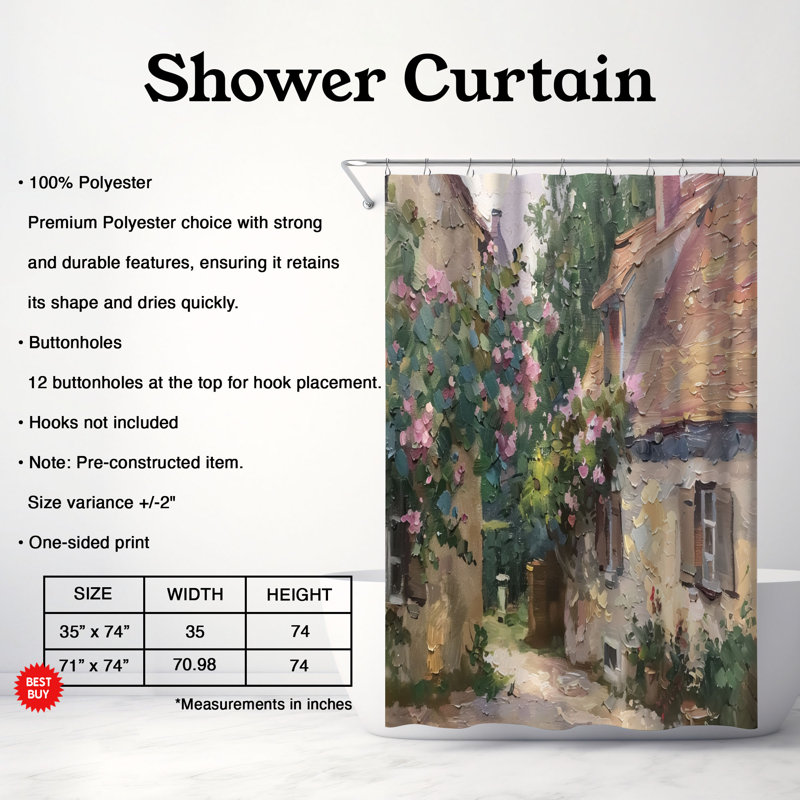 Rideau de douche Coleford, H 74 po x l 71 po