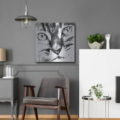 Art mural en métal luxueux «Cat Face» par Pechane, 36 po x 36 po