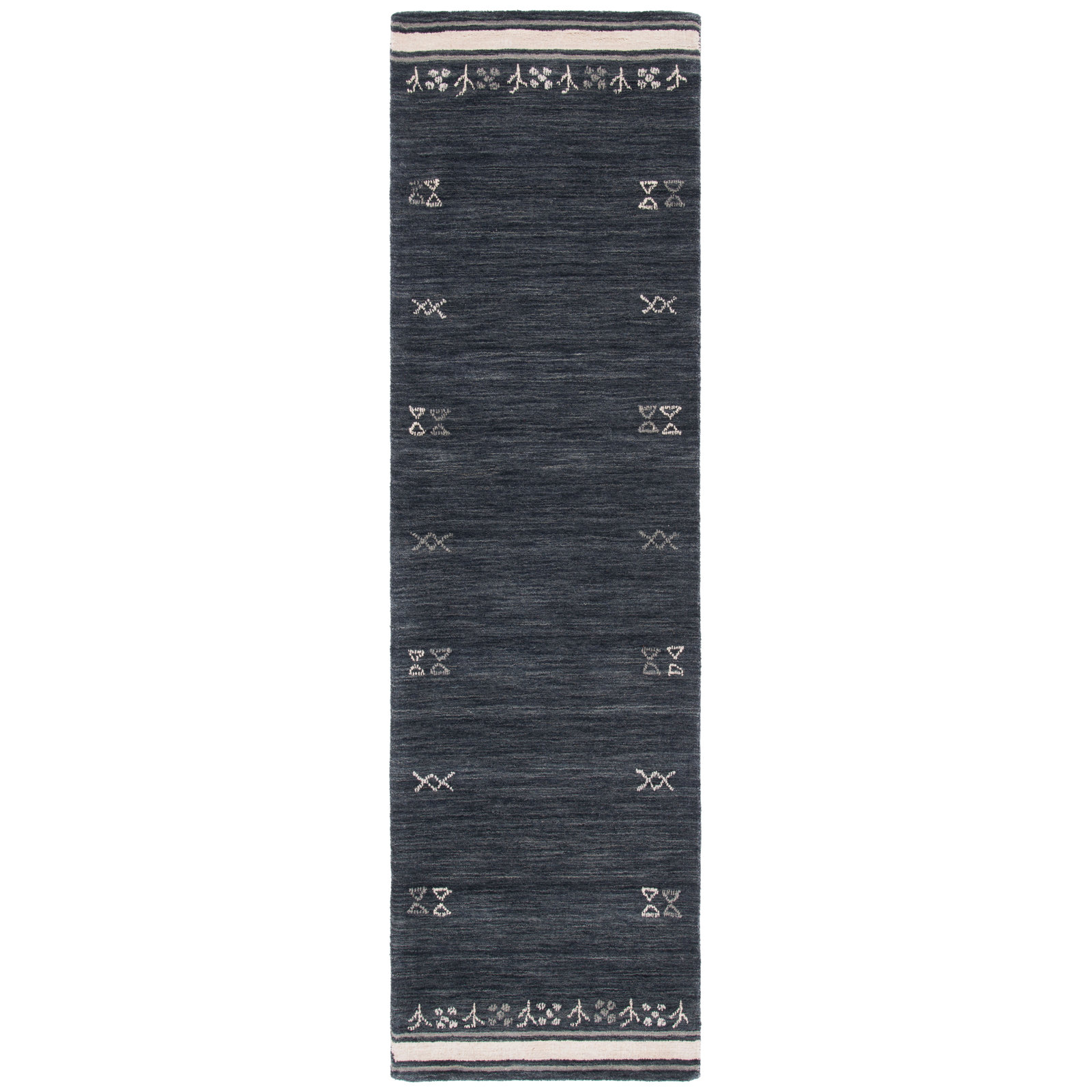 Santiago Handmade Wool Charcoal Rug, Runner 2'3" x 8'