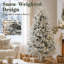 Sapin de Noël pré-illuminé de 1,80 m, sapin floqué, vert et blanc