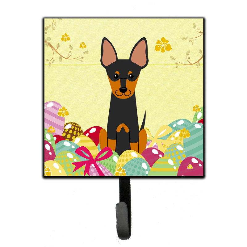Mcelyea Metal Wall Organizer with Key Hooks, Yellow/Grey/Brown, English Toy Terrier