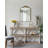 64x16.5x33.5" Three-Tiered Wooden Console Table with Cut-Out Patterns, Brown/White