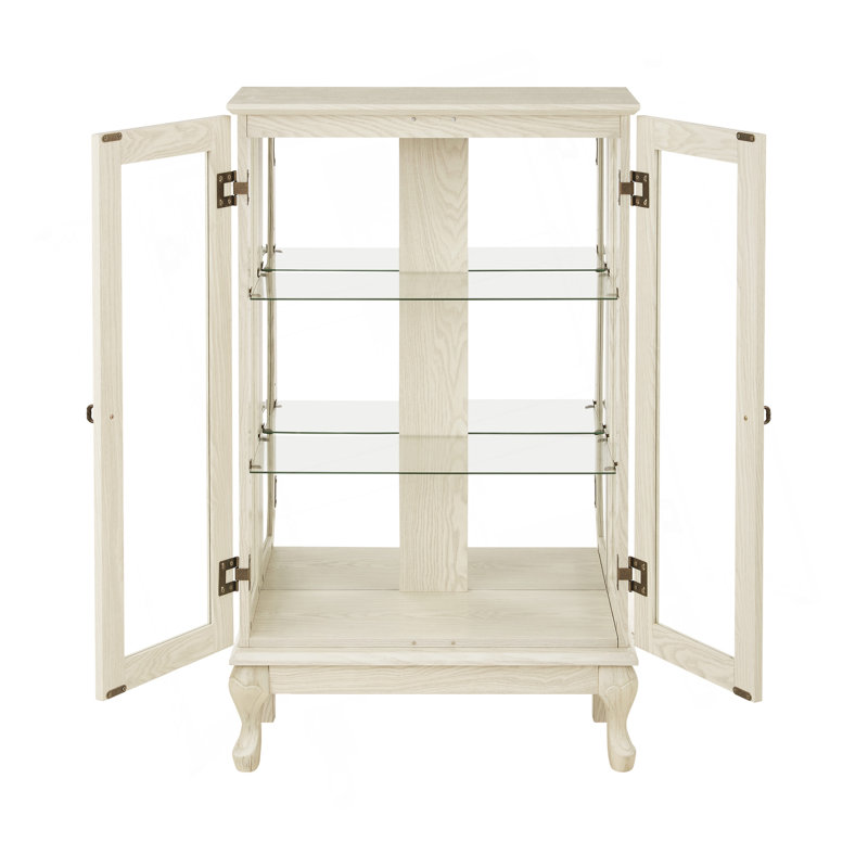 Vitrine 2 portes avec portes en verre trempé, armoires de terrasse avec panneau arrière en miroir et tablettes réglables, vitrine éclairée pour la maison, ampoule de bureau incluse