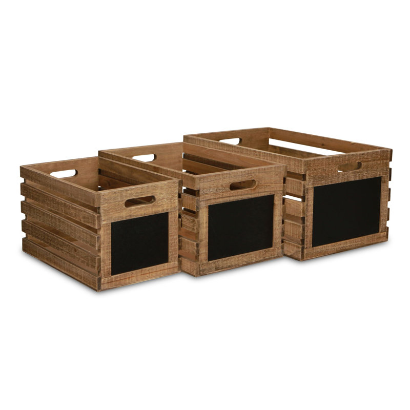 Ensemble de casiers en bois 3 pièces lattes