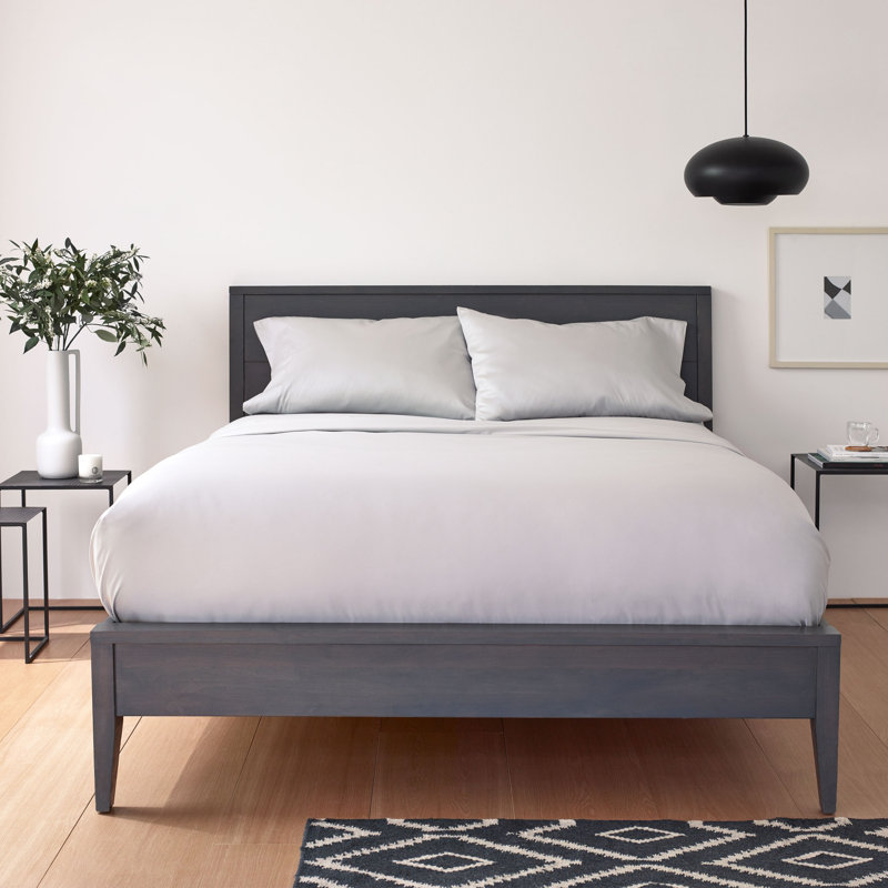 Clean Design Home 400 Thread Count Satin Anti-Allergen Sheet Set, California King Sheet Set with 2 Pillowcases, Gray