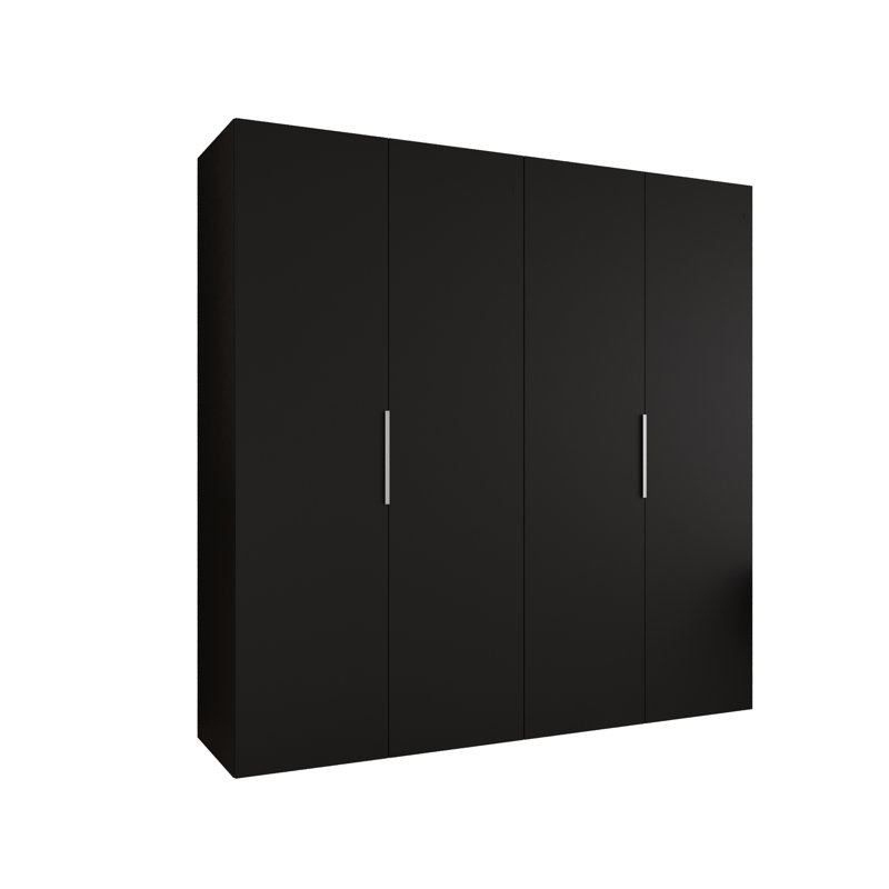 Manufactured Wood Wardrobe, black matt + handles: cashmere