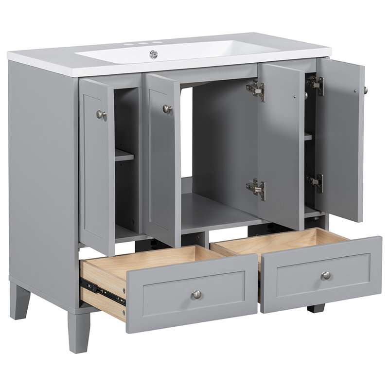 Meuble-lavabo simple 36,01 avec comptoir, Gris
