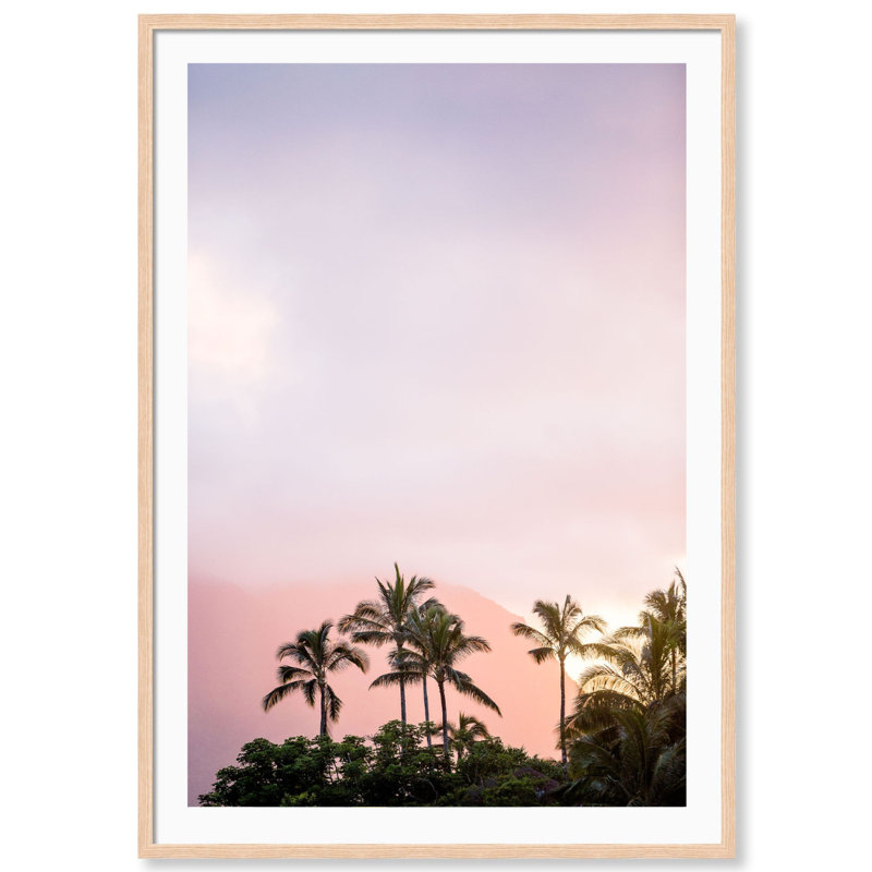 Kauai Sunset Print by Carly Tabak, White Wood, 31" W x 44" H