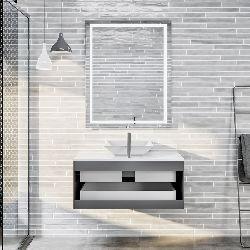 Juarez 36" Wall-Mounted Single Bathroom Vanity Set, Gray