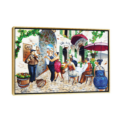 «Corner Cafe At Cafe da Vinci», reproduction d'art murale encadrée