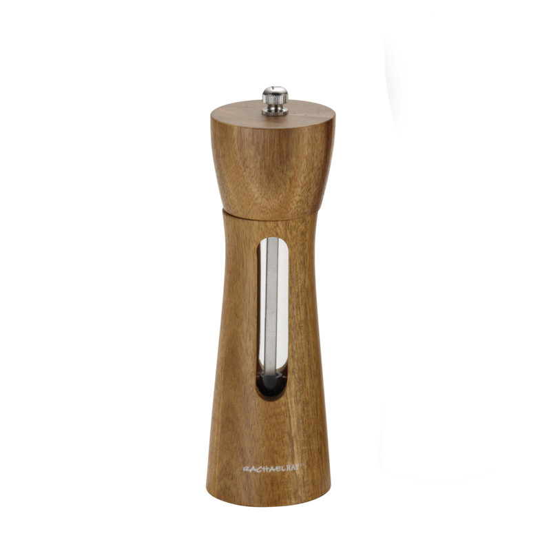 Acacia Wood Salt and Pepper Grinder Set with Stainless Steel