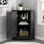 Armoire de salle de bain moderne noire avec un coin triangulaire et une tablette réglable pour des solutions de rangement efficaces-1553571489