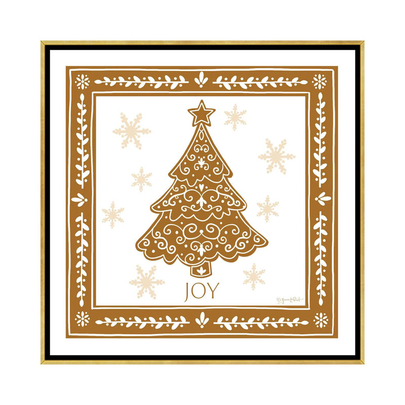 Arbre de Noël en pain d'épice - reproduction d'art murale - toile encadrée, H 18 po x l 18 po, Doré
