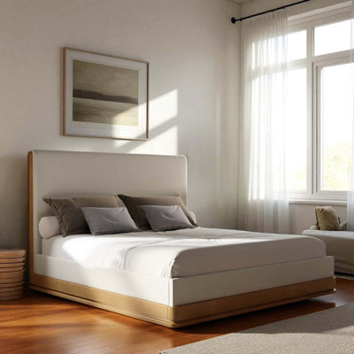 Grand lit contemporain avec lattes intégrées