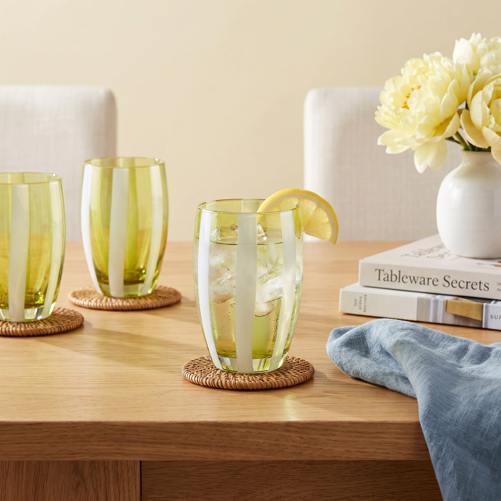 Brasilia Stemless Glasses, Set of 4, Green