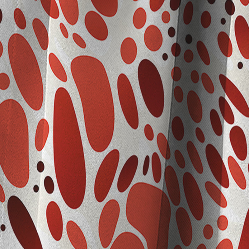 Motif à pois rouges et blancs I - rideau abstrait - rideau occultant - 1 panneaux, L 52 po x L 84 po