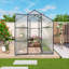 Serre en aluminium robuste avec panneaux en polycarbonate de 4 mm, base surélevée et ensemble d'ancrage - Serre extérieure toutes saisons coupe-vent (noir) pour cour / terrasse / jardin, protection UV et système de drainage-121307019-121307021