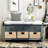 Fluker Rustic Storage Bench with 3 Drawers and 3 Rattan Baskets, Shoe Bench for Living Room, Entryway-1280387712
