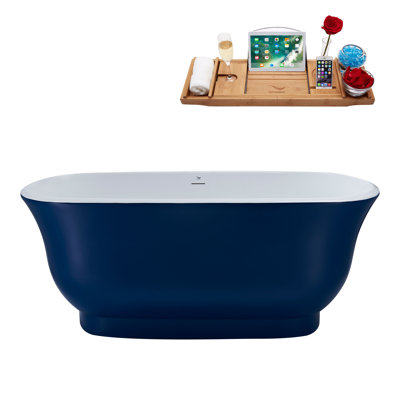 59.1'' x 28.3'' Freestanding Soaking Acrylic Bathtub
